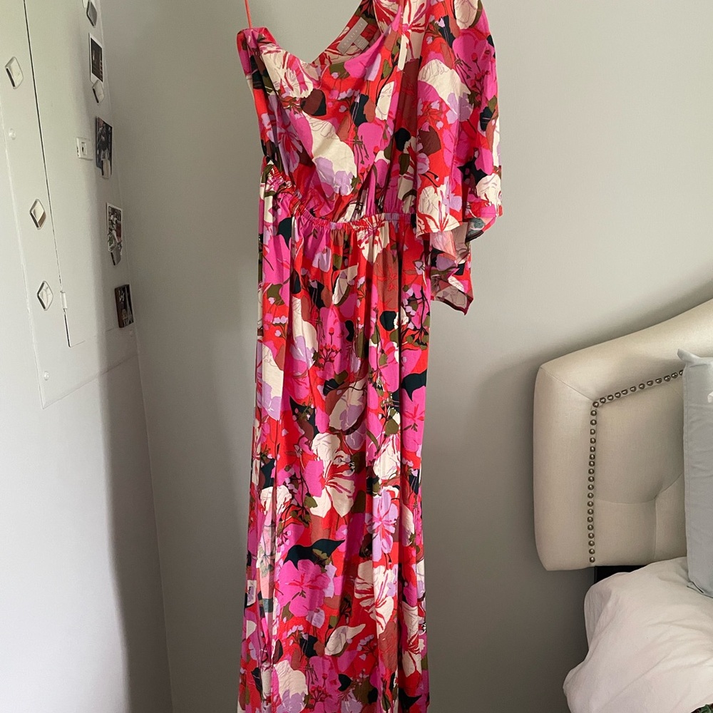 Chelsea28 Pink and Red One Shoulder Sundress